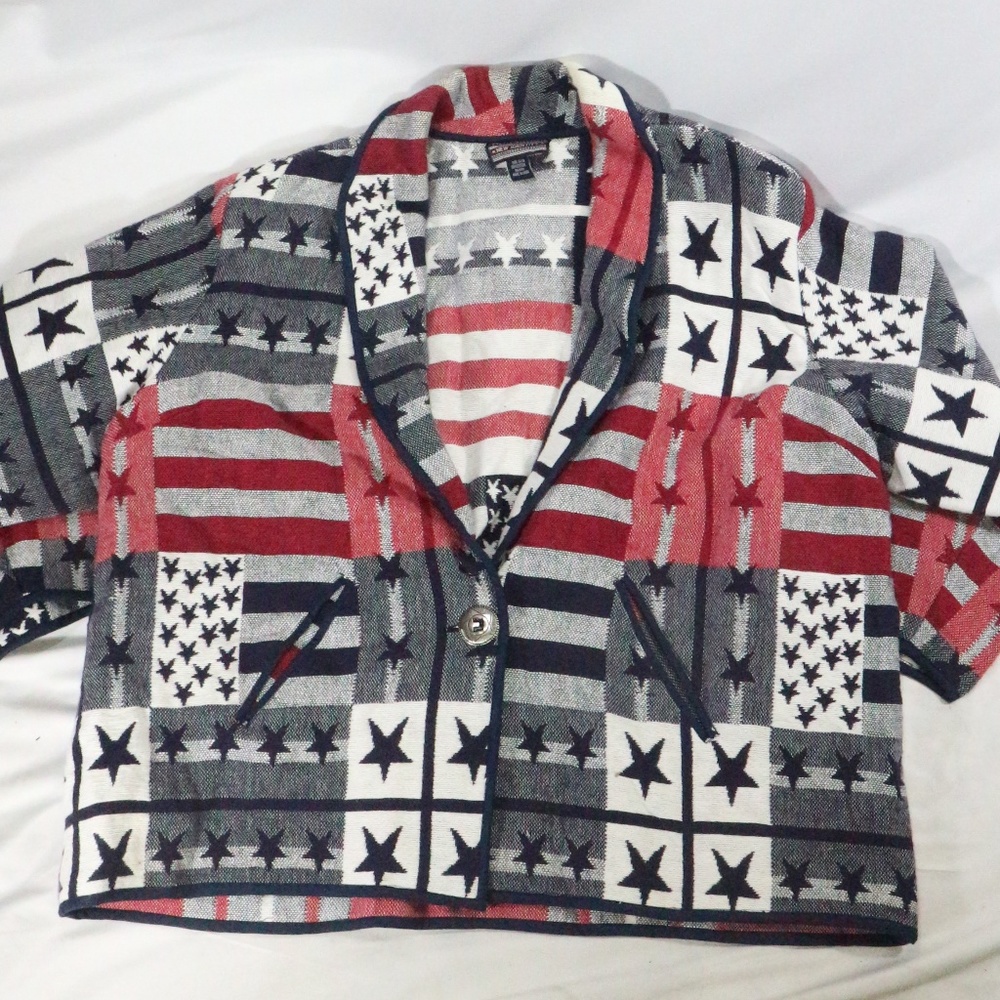 NEW IDENTITY Stars and Stripes Cardigan Sweater